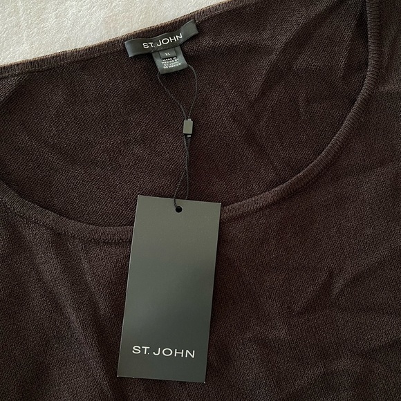 NWT St. John Knit Cropped Dark Mahogany Tank Top - Picture 5 of 9